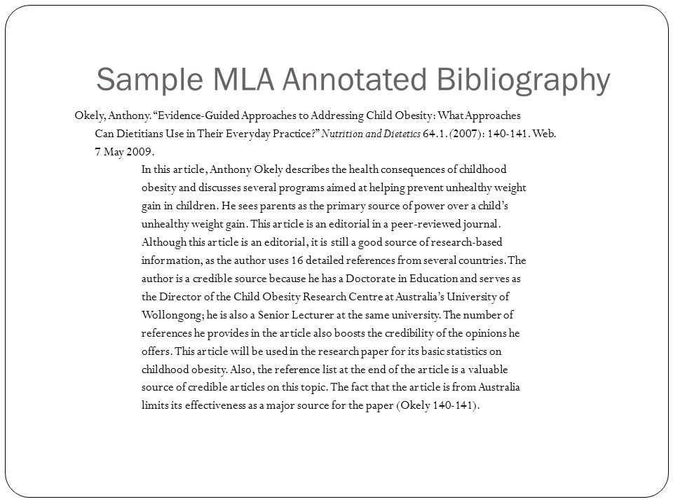 How to Write an Annotated Bibliography - MLA Style